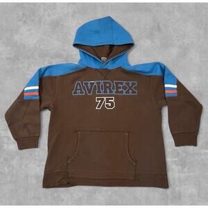Avirex Vintage Y2K Hooded Sweatshirt Mens size XS brown Hoodie